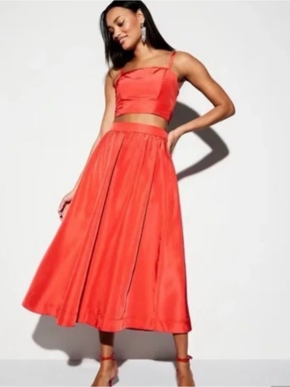 The occasion by Old Navy Women's Coral Red A-Line Maxi Skirt